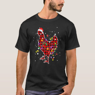 Camiseta Pijamas de Natal da Família Galinha Buffalo Xadrez