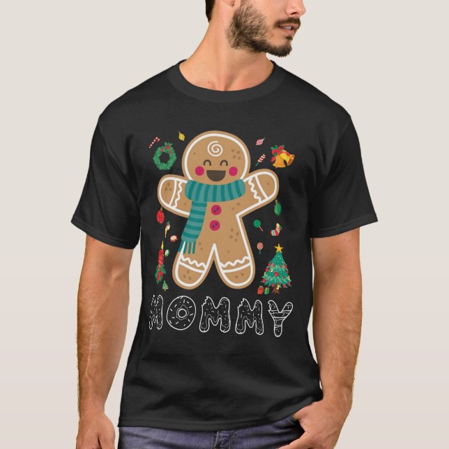 Camiseta Pijamas de Natal Personalizadas da Família Gingerc (Frente)