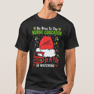 Camiseta Pijamas de Natal Santa Seja Legal Com a Educadora