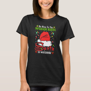 Camiseta Pijamas de Natal Santa Seja Legal Com a Enfermeira