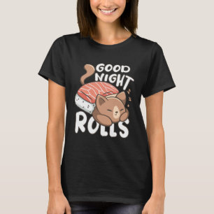 Camiseta Pijamas de Sushi de Gato Boa Noite Fofos