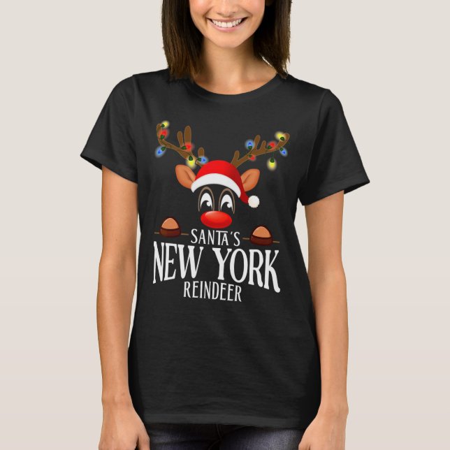 Camiseta Pijamas engraçados de Natal combinando com renas d (Frente)