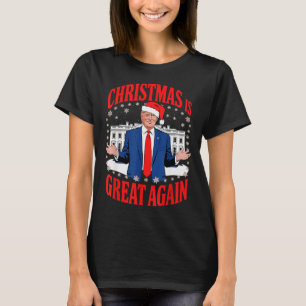 Camiseta Pijamas engraçados de Natal Trump Papai Noel Trump