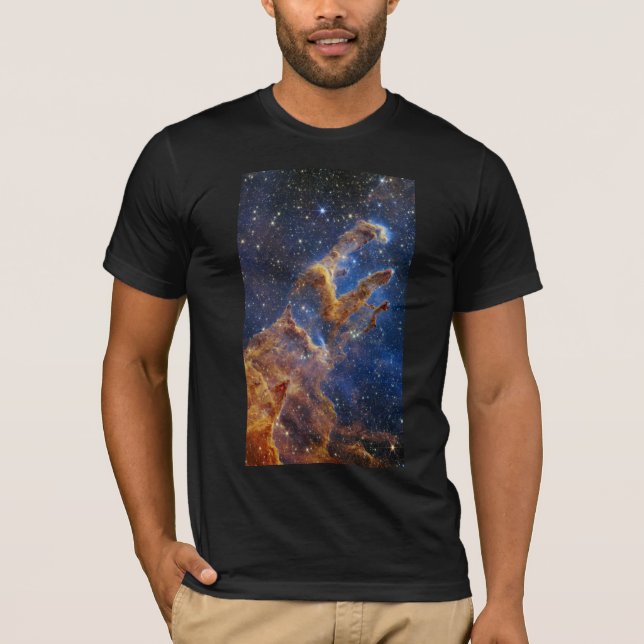 Camiseta Pilares da Criação do Telescópio Web da Nebulosa d (Frente)