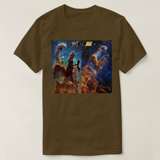 Camiseta Pilares do elescópio espacial Webb da Criação de I (Frente do Design)