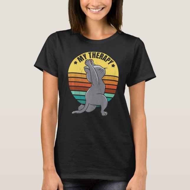 Camiseta Pilata Yoga Minha Terapia Estreitando o gato com o (Frente)