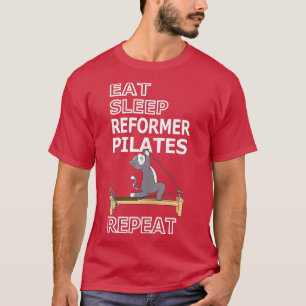 Camiseta Pilates Engraçados Gato Comem Pilotos Reformadores