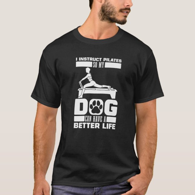 Camiseta Pilates Instrutor Dog Workout Reformer Lições T (Frente)