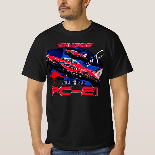 Camiseta Pilatus PC-21 Aeronaves de treino Piloto Avançado (Frente)