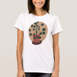 Camiseta Pilea Plantas de Casa Vaso de Planta Verde