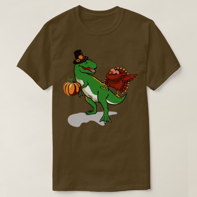 Camiseta Pilgrim hat T Rex Dinossaur Dabbing (Frente do Design)