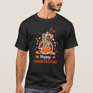Camiseta Pilgrim Labradoodle Dog Turkey Feliz Ação de Graça