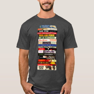 Camiseta Pilha Clássica de Livros de Literatura