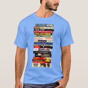 Camiseta Pilha Clássica de Livros de Literatura