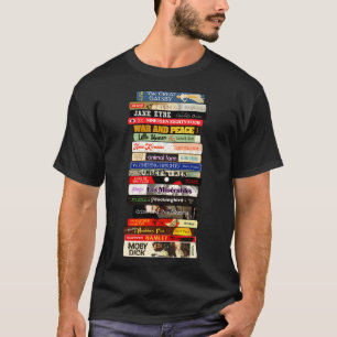 Camiseta Pilha Clássica de Livros de Literatura