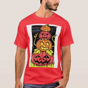 Camiseta Pilha de Abóbora Feliz Halloween