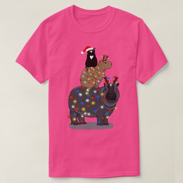 Camiseta Pilha de Animais de Natal (Frente do Design)