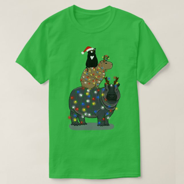 Camiseta Pilha de Animais de Natal (Frente do Design)