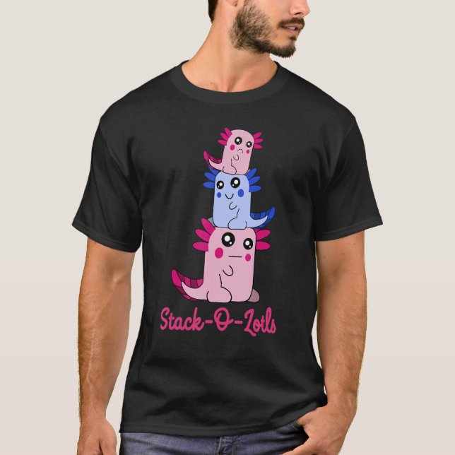 Camiseta Pilha de Axolotls Pack O Lotls Pun Axolotl Cuto (Frente)