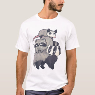 Camiseta Pilha de Badger raccoon e gambá