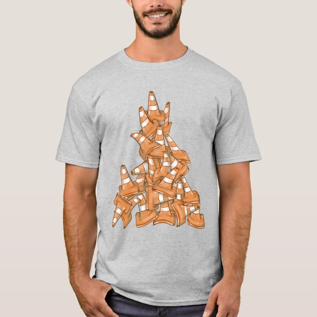 Camiseta Pilha de cones de estrada laranja (Frente)