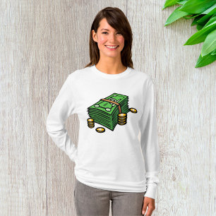 Camiseta Pilha de Dinheiro com Moedas Dinheiro