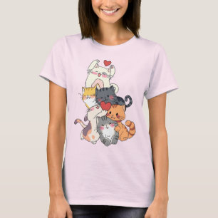 Camiseta Pilha de Gato Fofo de Amor – Gatinhos Adoráveis Ab