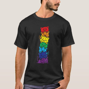 Camiseta Pilha De Gatos Arco-Íris Orgulho gay Cute Lgbt Ani