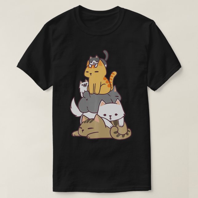 Camiseta Pilha De Gatos Gatinhos Engraçados Gato Bonito Pre (Frente do Design)