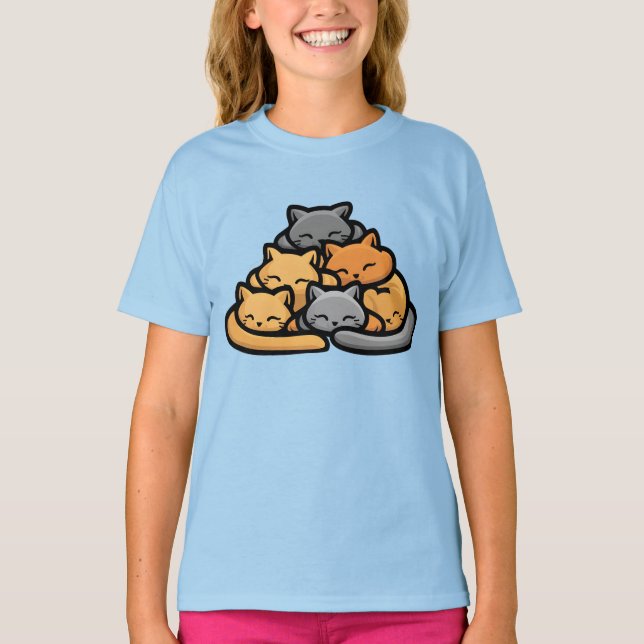 Camiseta Pilha De Gatos Gatinhos Engraçados, Pão De Gato Bo (Frente)