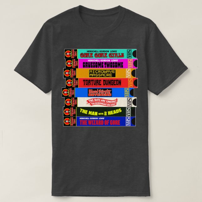 Camiseta Pilha de Horrores de Culto VHS da Meia-Noite (Frente do Design)