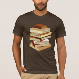 Camiseta Pilha de livros - bege