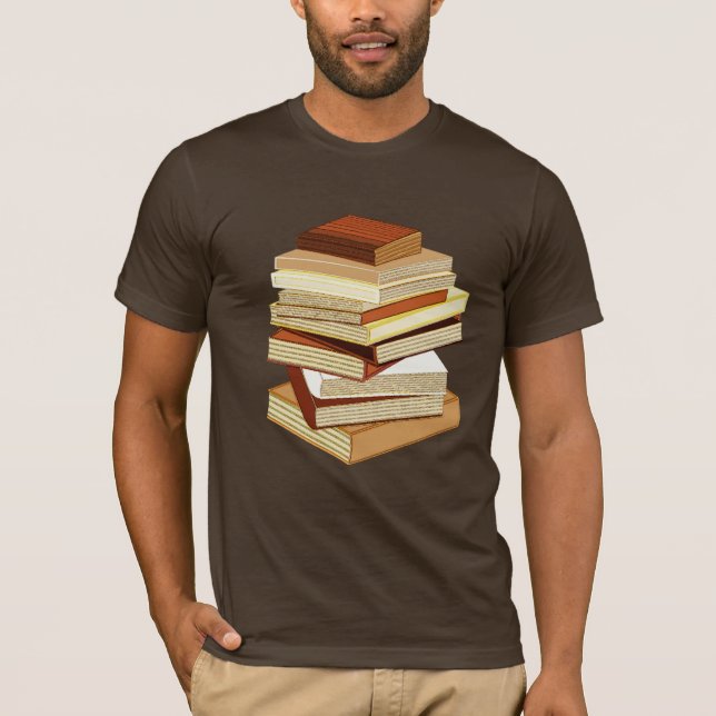 Camiseta Pilha de livros - bege (Frente)