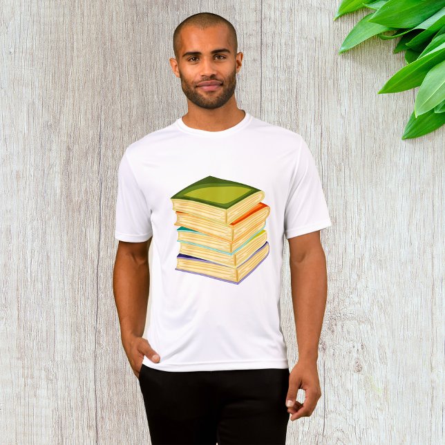 Camiseta Pilha de Livros Sobre Arte e Leitura (Criador carregado)
