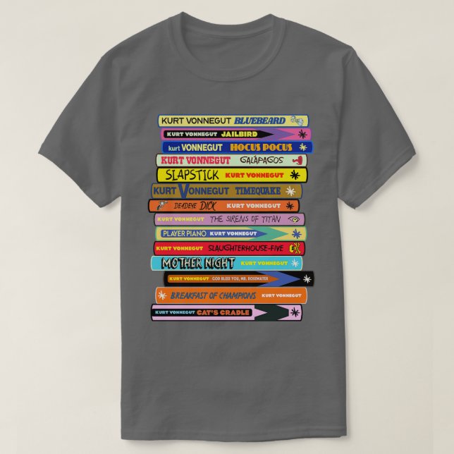 Camiseta Pilha de Livros Vonnegut (Frente do Design)