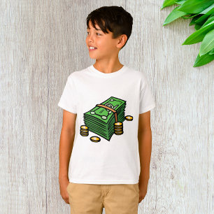 Camiseta Pilha de numerário com moeda