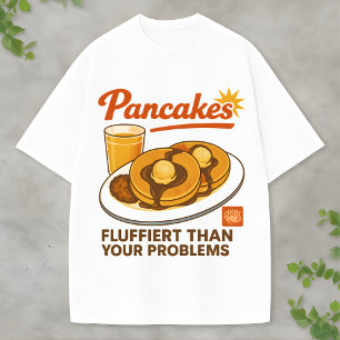 Camiseta Pilha de Panqueca Retrô Uma Torção Divertida na Mo