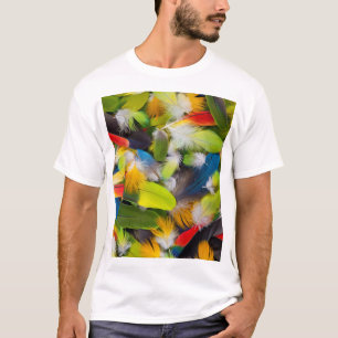 Camiseta Pilha de penas coloridas