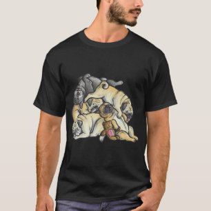 Camiseta Pilha de Pugs dormindo