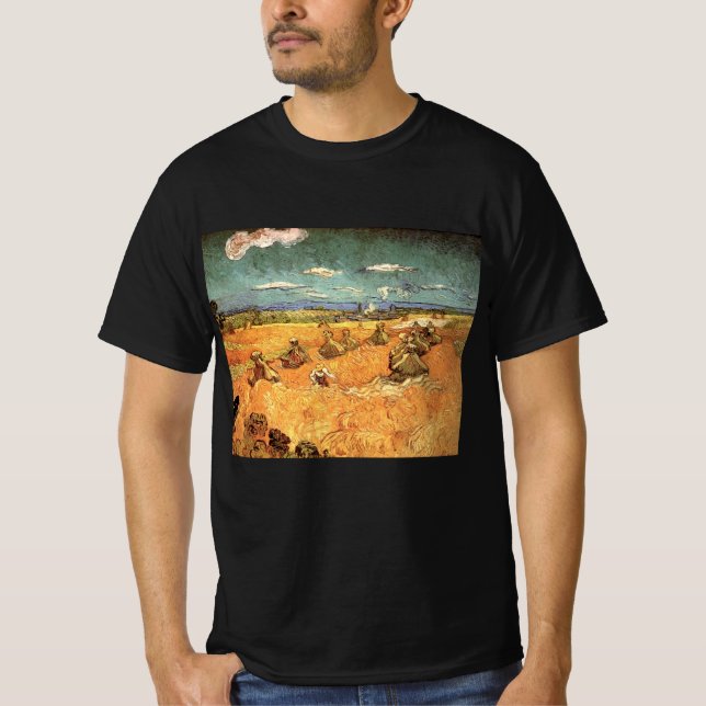 Camiseta Pilha de Trigo com Ceifador por Vincent van Gogh (Frente)