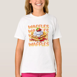Camiseta Pilha de waffles cobertas em morangos
