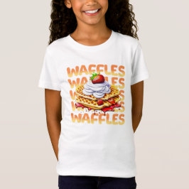 Camiseta Pilha de Waffles Cobertos com Morangos