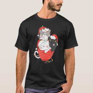 Camiseta Pilha Gato Na Taça De Natal Pajama Gatinho De Gati