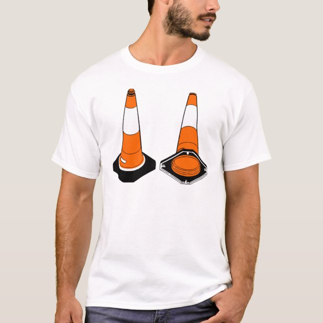 Camiseta pilões pretos alaranjados da segurança dos cones (Frente)