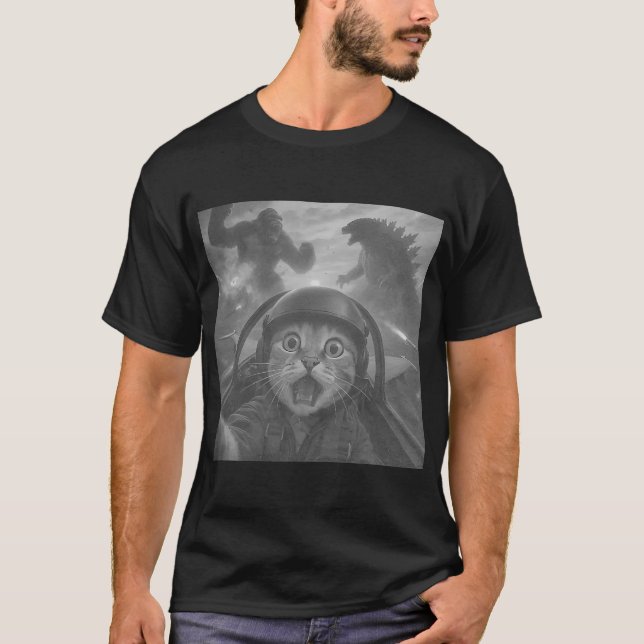 Camiseta Pilot Cat Selfie Meme (Frente)