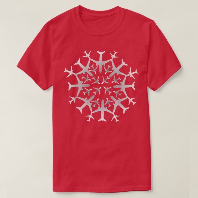 Camiseta Pilot Gift Snowflake Airplanes Christmas Snow Avia (Frente do Design)