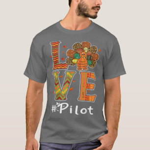 Camiseta Piloto Amor Ação de Graças Leopardo Turquia outono