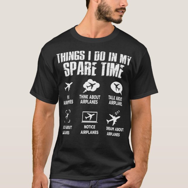 Camiseta Piloto Coisas Que Eu Faço Em Meu Avião Engraçado D (Frente)