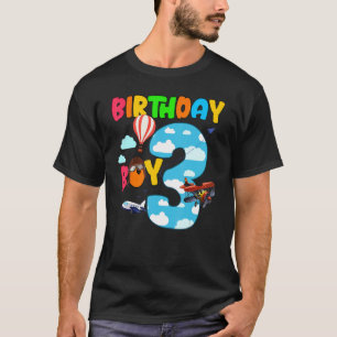 Camiseta Piloto de avião aniversário de 3 anos com 3 anos d