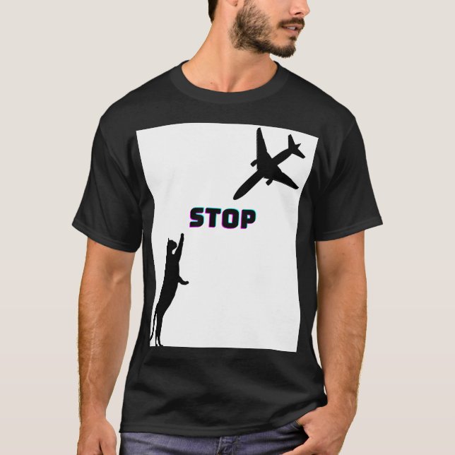 Camiseta Piloto de avião de gato engraçado marido negro de  (Frente)